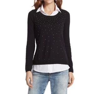 Oakridge Black Long Sleeve Bejeweled Shirt Sweater Size L